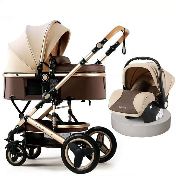 Luxury 3in1 Black Rose Gold Portable Baby Bassinet Carriage Stroller Set  Age 0-4